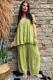 Lina Linen Blend Smock Over Shirt Washed Olive